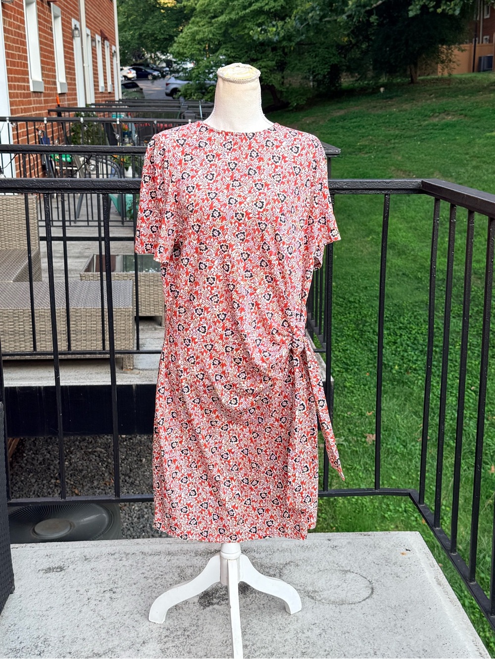 Boden Red and White Paisley-Style Dress Size 18